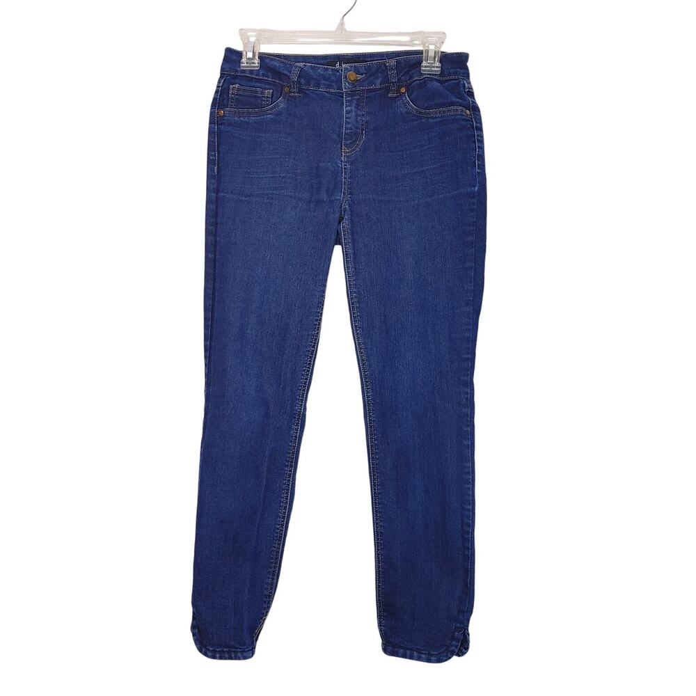 D.Jeans Slim Fit Jeans Mid Rise Tapered Leg Dark Wash Blue Denim Womens Size 4